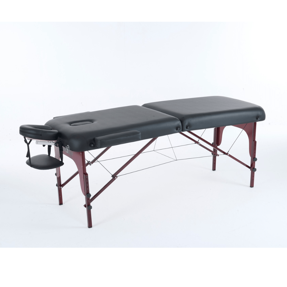 4" thick 2 Section Wooden Greenlife® master Portable Massage Table Black / Cream - MTW121 - GreenLife - Portable Massage Table