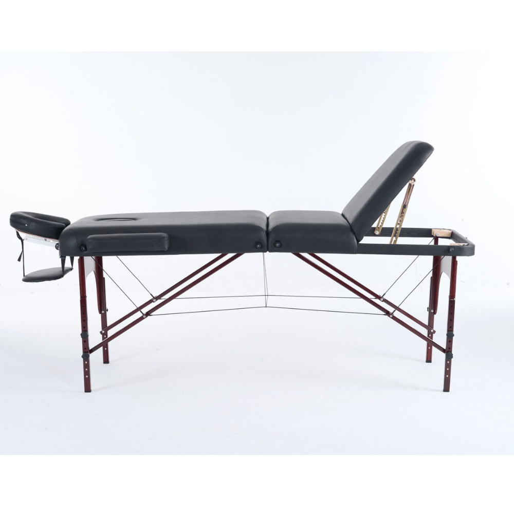 4" thick 3 Section Wooden Greenlife® master Portable Massage Table Cream / Black - MTW131 - GreenLife - Portable Massage Table
