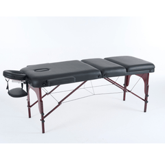 4" thick 3 Section Wooden Greenlife® master Portable Massage Table Cream / Black - MTW131 - GreenLife - Portable Massage Table