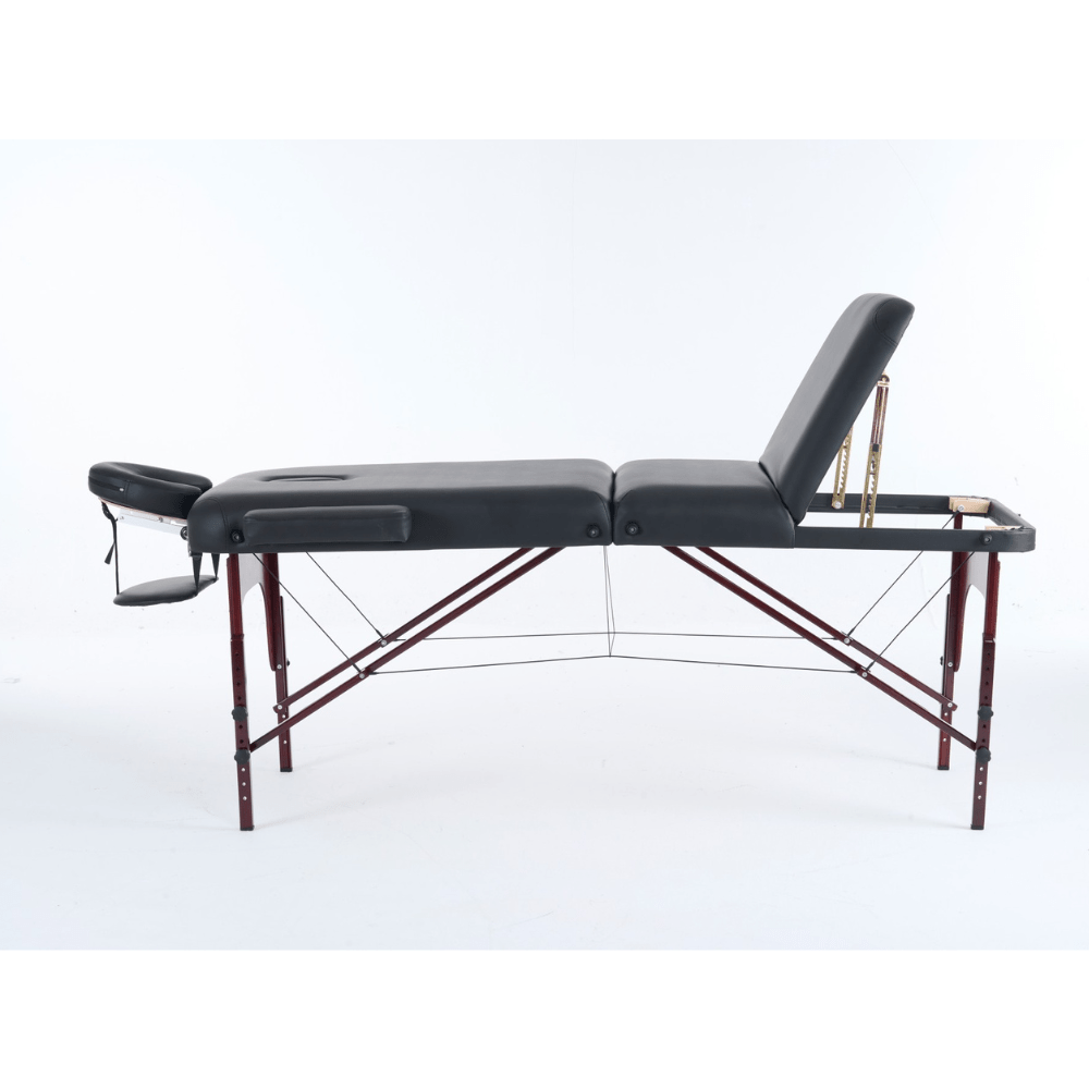 4" thick 3 Section Wooden Greenlife® master Portable Massage Table Cream / Black - MTW131 - GreenLife - Portable Massage Table
