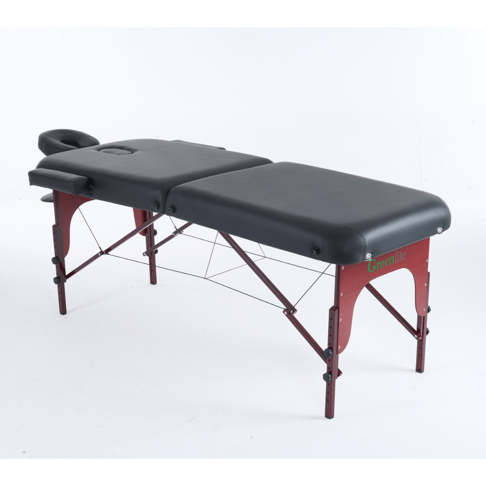 5" thick 2 Section wooden Greenlife ® Portable Massage Table Black / Cream - GreenLife - Portable Massage Table