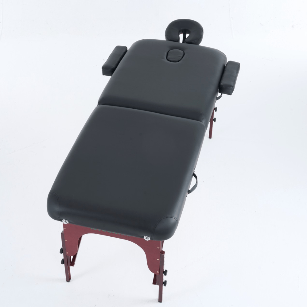 5" thick 2 Section wooden Greenlife ® Portable Massage Table Black / Cream - GreenLife - Portable Massage Table