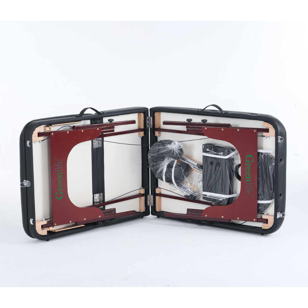 5" thick 3 Section Wooden Greenlife® master Portable Massage Table Cream or Black - MTW132 - GreenLife - Portable Massage Table