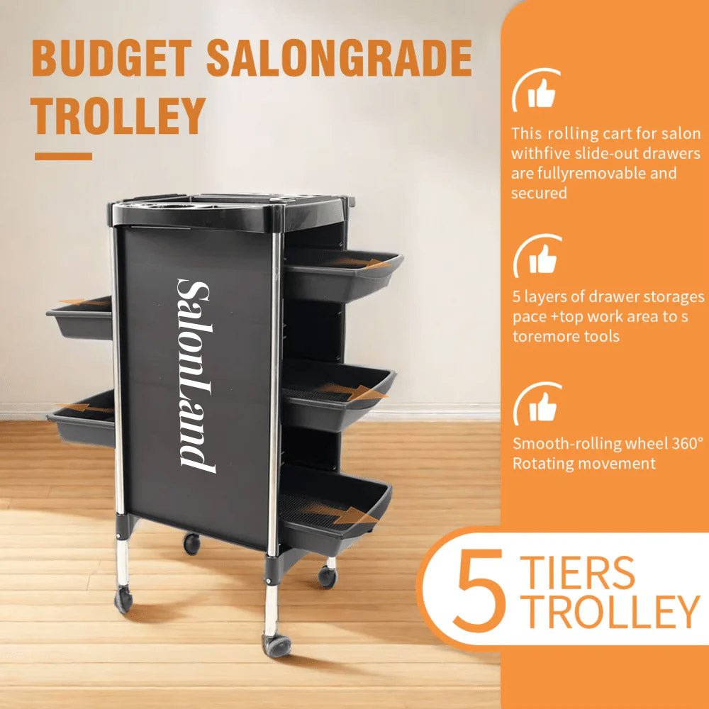 SalonLand Hair Salon Trolley Tools Car Hair Stylist Trolley for Hairdresser - GreenLife - Salon Trolley