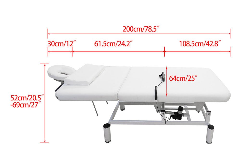 Increased Head Cradle One Motor Electric 2 Section SPA Massage bed with 4 external wheels - GreenLife - Electric Massage Bed