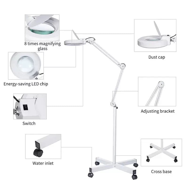 LED 5X Rolling Magnifying Lamp with Adjustable Arms and Rolling stand - GreenLife - Magnifying Lamp