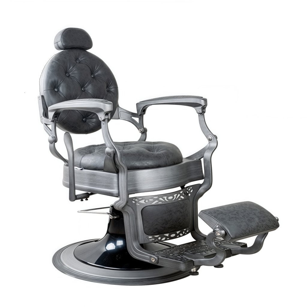 Flash SALE~! Premium Antique Salon Barber Chair (Matte Gun Grey color) - GreenLife - Barber Chair