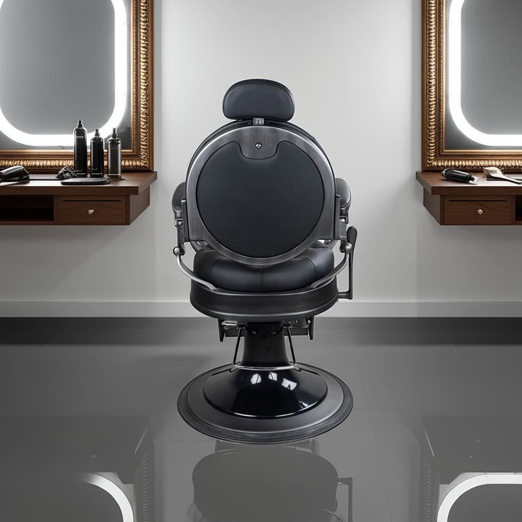 Premium Antique Salon Barber Chair (Matte Gun Grey color) - GreenLife - Barber Chair