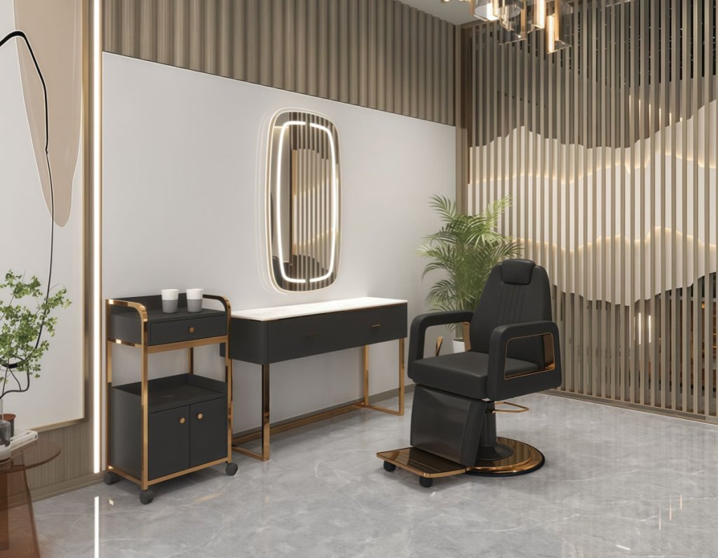 Greenlife Marina Luxury Beauty Salon Hairdressing Barber chair - white or black with gold - GreenLife - Reclining Chairs