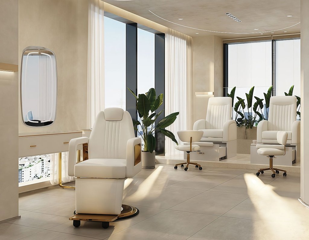 Greenlife Marina Luxury Beauty Salon Hairdressing Barber chair - white or black with gold - GreenLife - Reclining Chairs