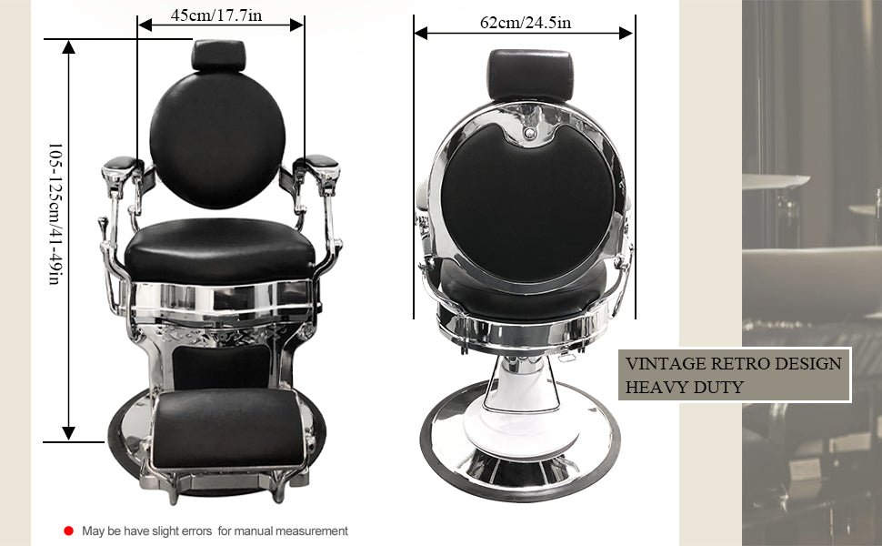 Greenlife ® Galaxy Premium Antique Salon Barber Chair - silver and black BC 501 - GreenLife - Barber Chair