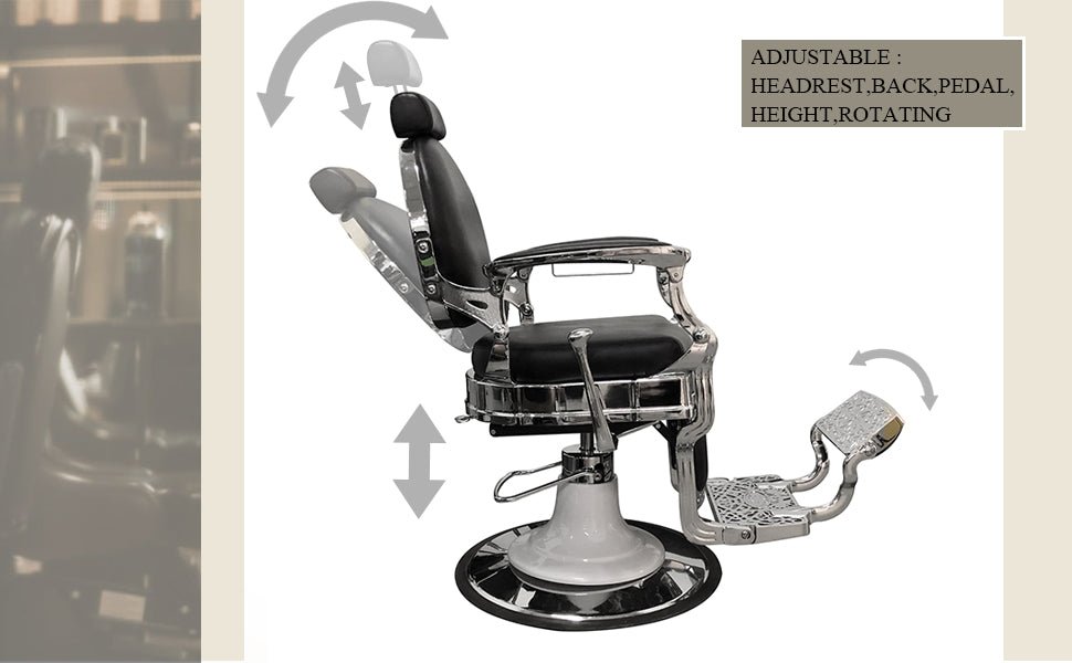 Greenlife ® Galaxy Premium Antique Salon Barber Chair - silver and black BC 501 - GreenLife - Barber Chair