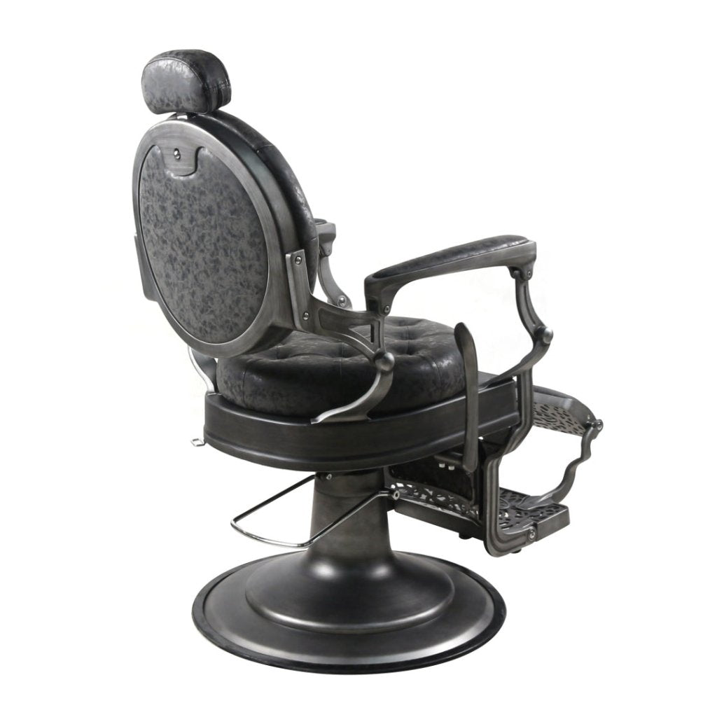 Premium Antique Salon Barber Chair (Thickened Seat & Back, Especially Cool Gunmetal Grey) - BC511 - GreenLife - Barber Chair