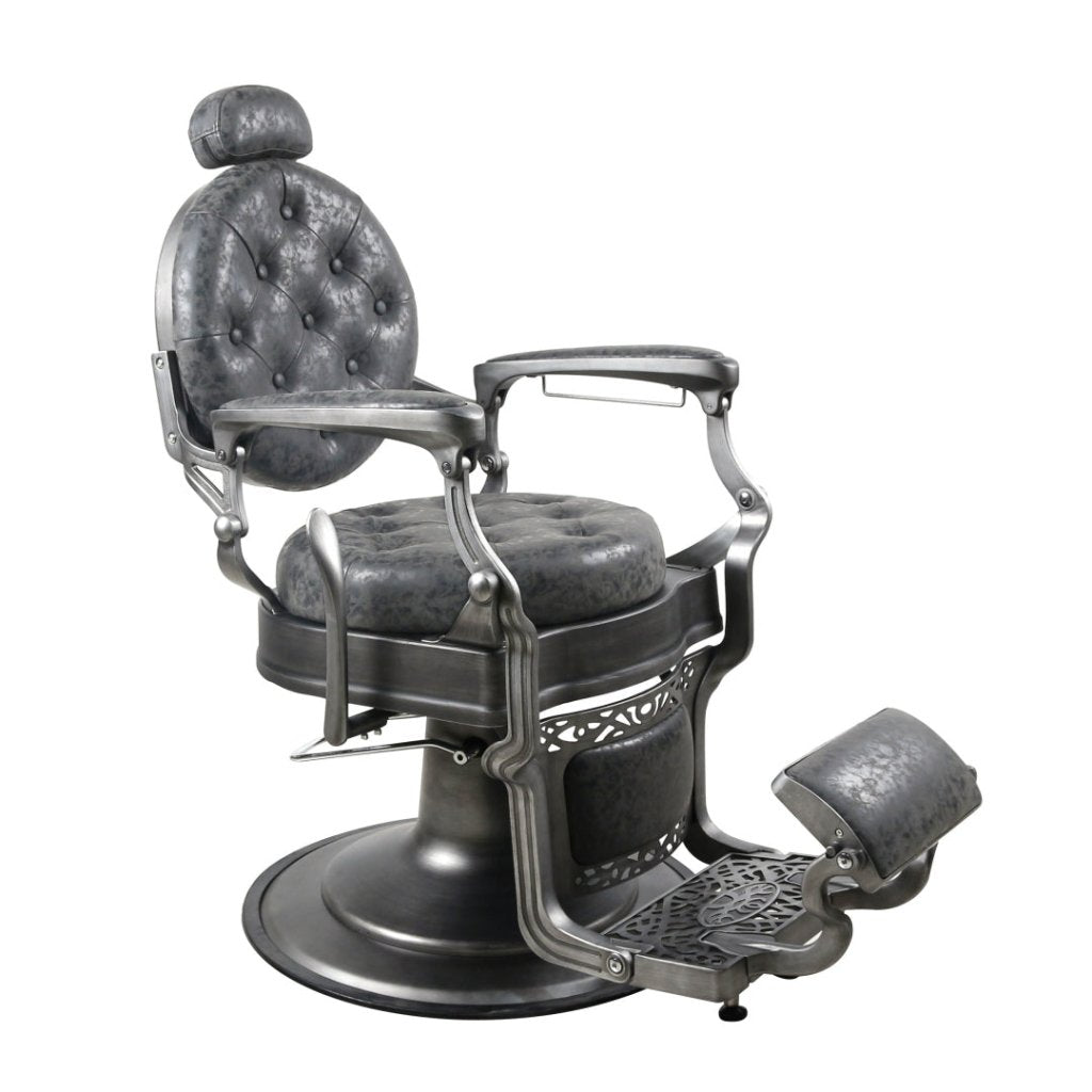 Premium Antique Salon Barber Chair (Thickened Seat & Back, Especially Cool Gunmetal Grey) - BC511 - GreenLife - Barber Chair