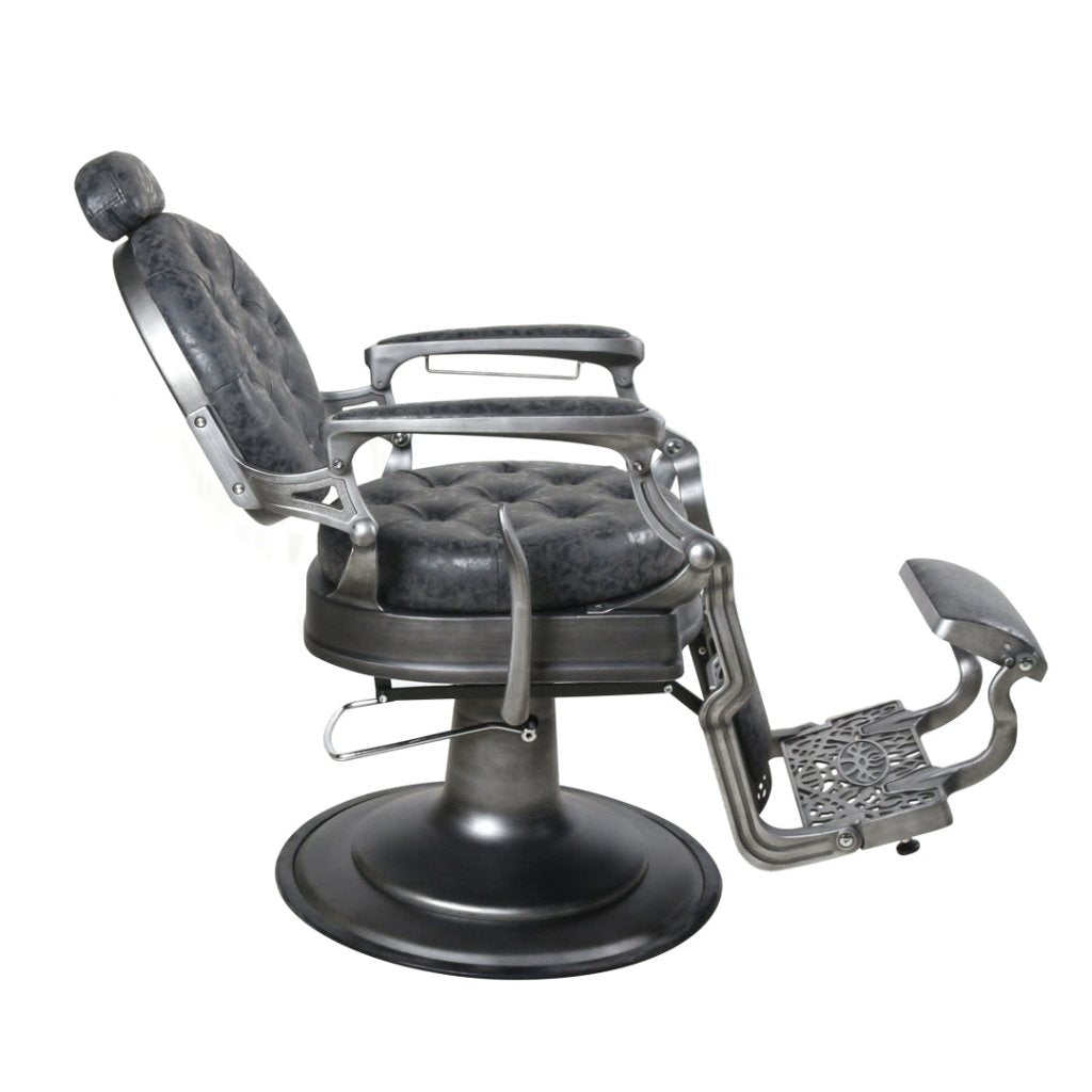 Premium Antique Salon Barber Chair (Thickened Seat & Back, Especially Cool Gunmetal Grey) - BC511 - GreenLife - Barber Chair