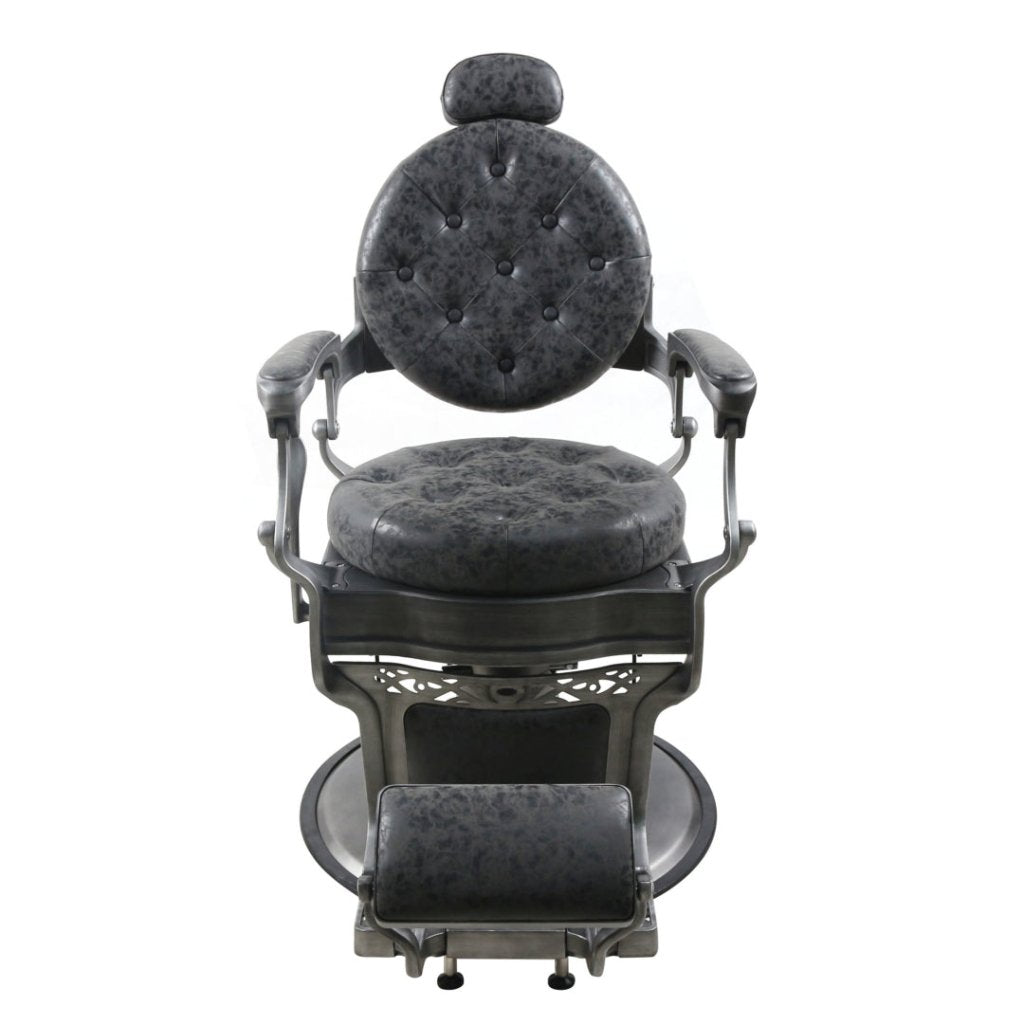 Premium Antique Salon Barber Chair (Thickened Seat & Back, Especially Cool Gunmetal Grey) - BC511 - GreenLife - Barber Chair