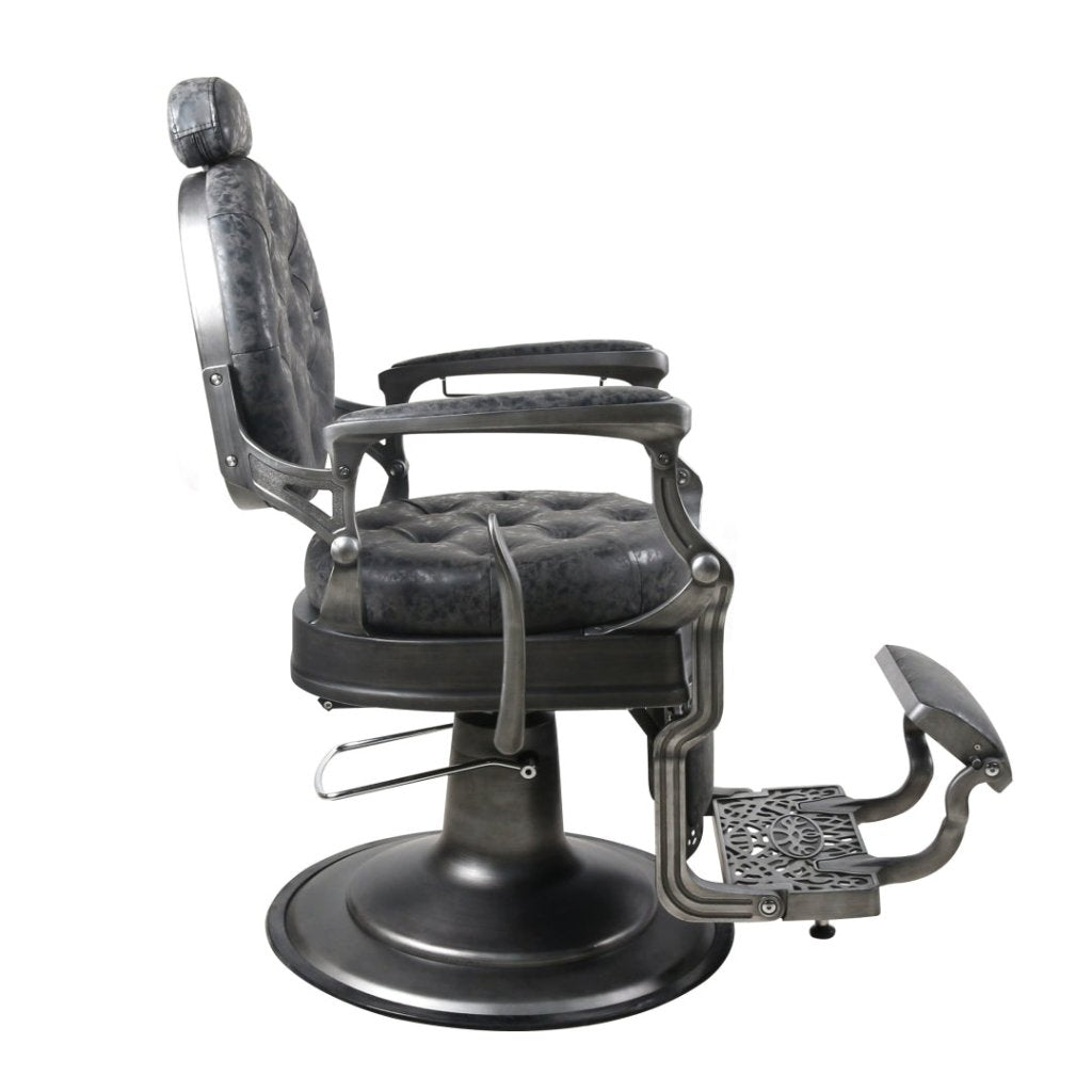 Premium Antique Salon Barber Chair (Thickened Seat & Back, Especially Cool Gunmetal Grey) - BC511 - GreenLife - Barber Chair
