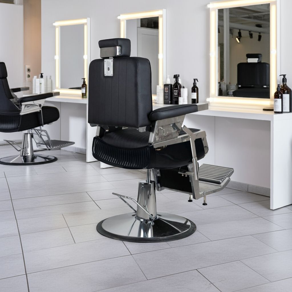 Greenlife ® Vader Advance Modern Recline Barber chair Black & Silver - GreenLife - Barber Chair