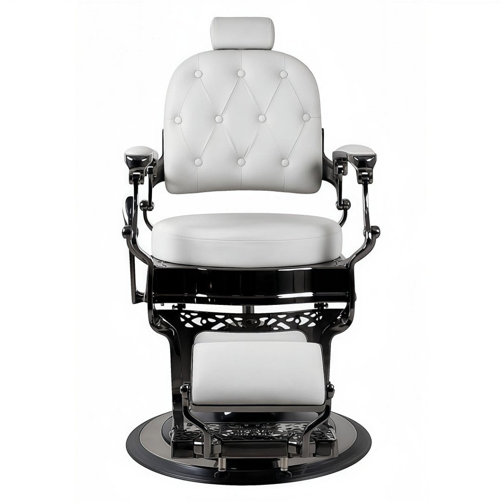 Greenlife Elegant Antique Barber Chair light grey with black Chrome - GreenLife - Barber Chair