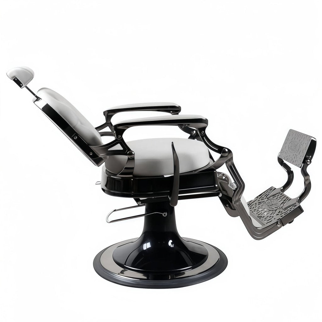 Greenlife Elegant Antique Barber Chair light grey with black Chrome - GreenLife - Barber Chair