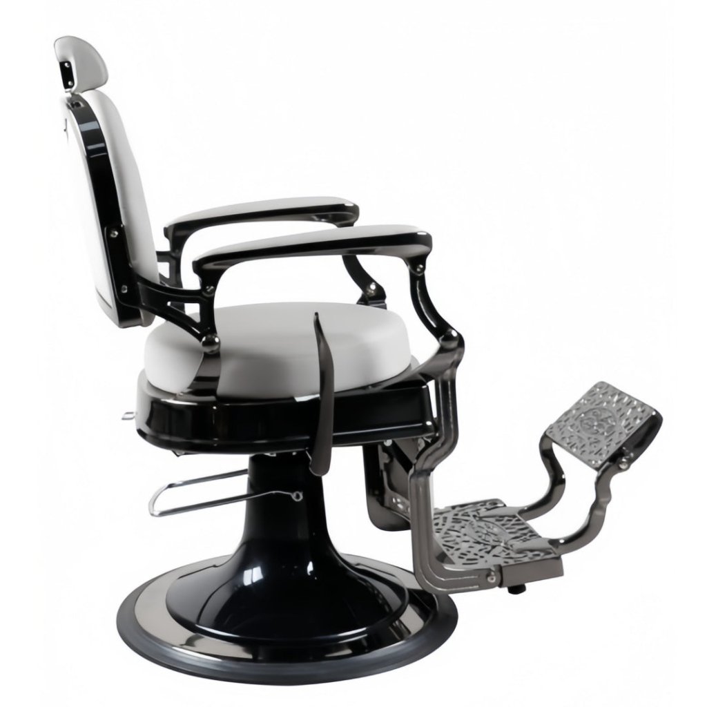 Greenlife Elegant Antique Barber Chair light grey with black Chrome - GreenLife - Barber Chair