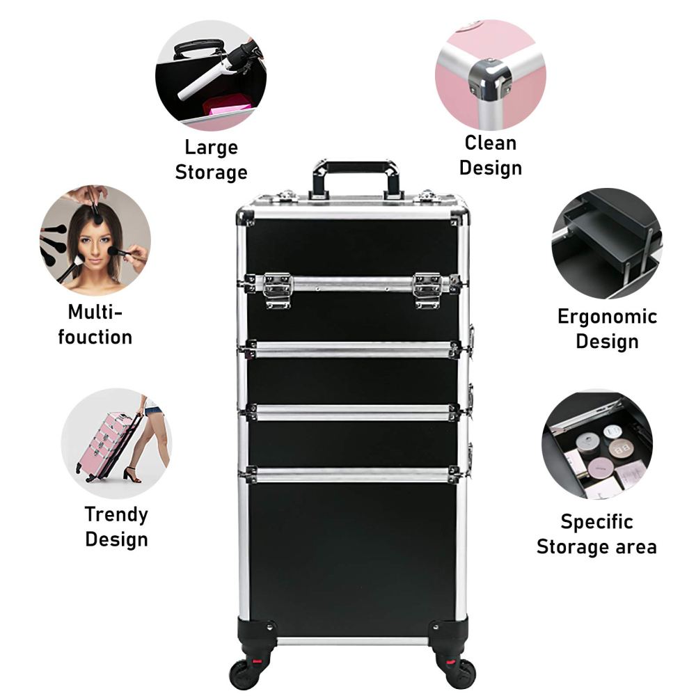 14" 4 In 1 Aluminum Rolling Makeup Case - GreenLife - Makeup Case