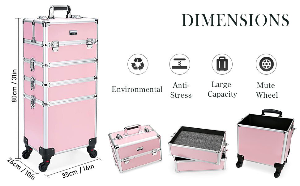 14" 4 In 1 Aluminum Rolling Makeup Case - GreenLife - Makeup Case