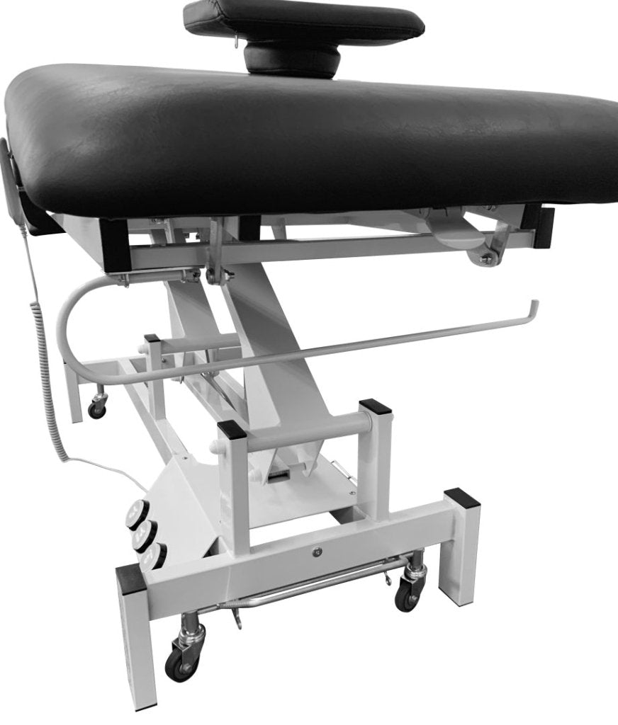 GreenLife ® Thomas Power Chiro Electric Treatment Table with 4 external wheels, two motors, double gas rod hydraulic support leg part - GreenLife - Electric Massage Bed