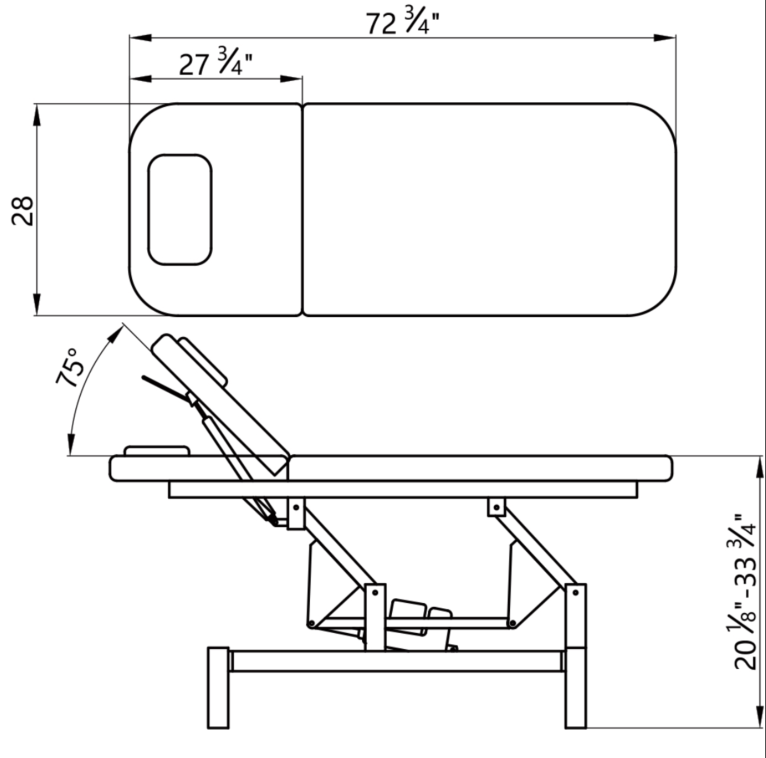 Heavy - Duty RMT Electric Treatment & Medical Examination Bed (Black) 1 motor with Heavier and Thicker Design - GreenLife - Electric Massage Bed