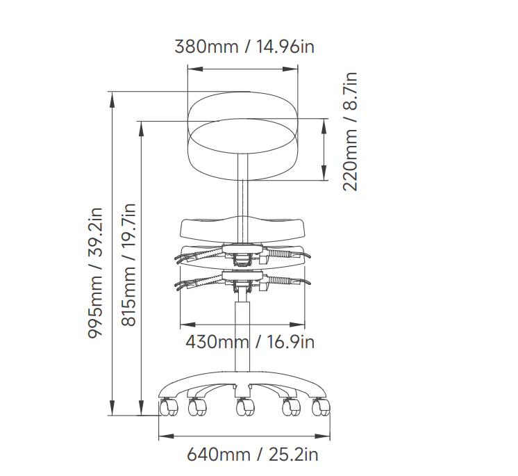 Silverfox Rolling Stool with Back Support 1025E - GreenLife - stool