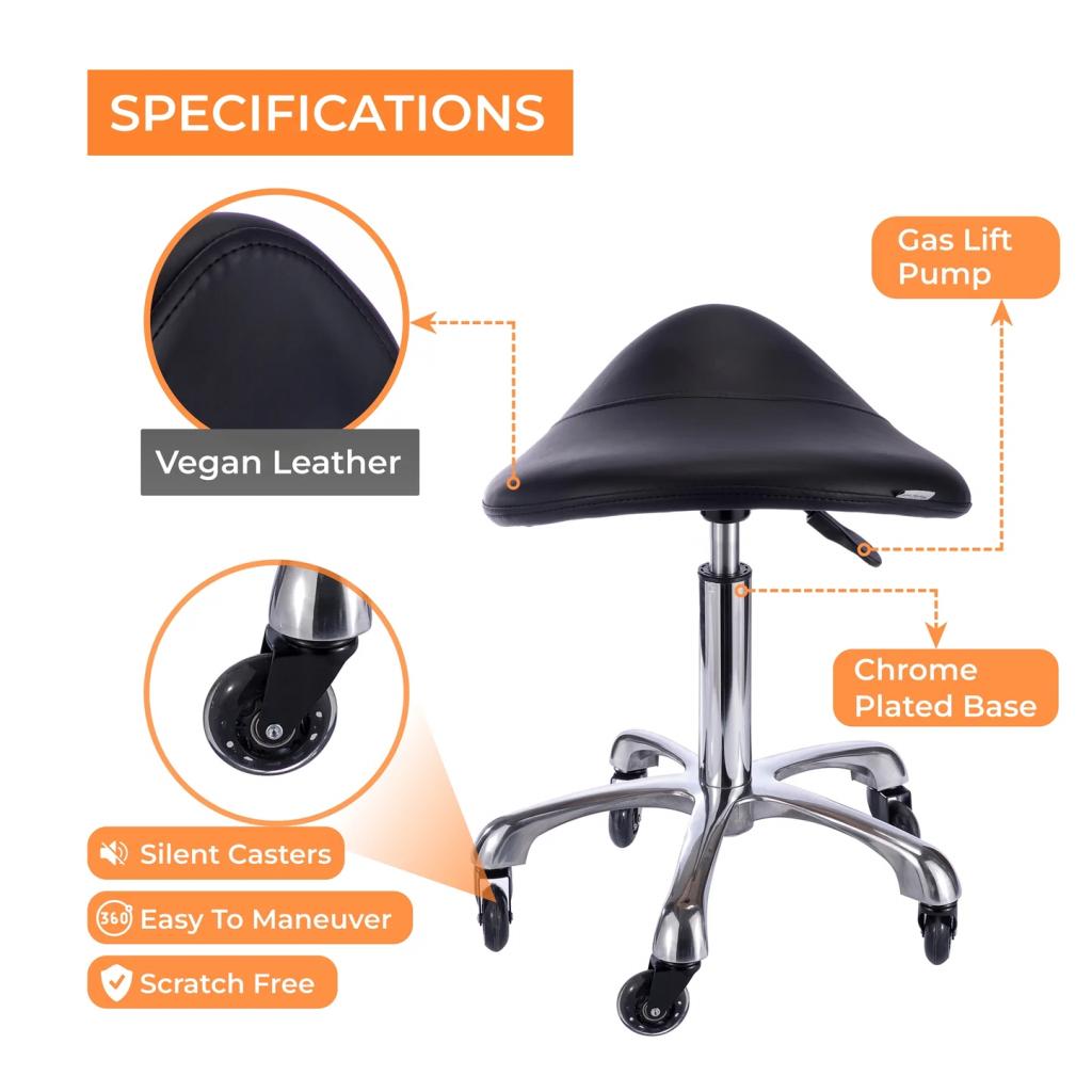 Silverfox Rolling Saddle Stool without Back Support 1022A - GreenLife - stool
