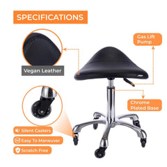 Silverfox Rolling Saddle Stool without Back Support 1022A - GreenLife - stool