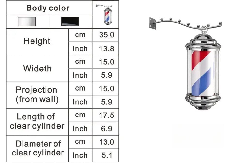 LED Blue Red Stripes Rotating Barber Shop Pole - BP 850 - GreenLife - Barber Pole
