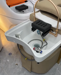 SalonLand Thai Head Spa Shampoo Bed, Width 32" or 27.7" ~ Stainless Steel frame with Ceramic Head Basin- Optional Foot Basin