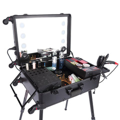 24 inches Makeup Rolling Case with LED Lamp and Bluetooth speaker - GreenLife - Makeup Case