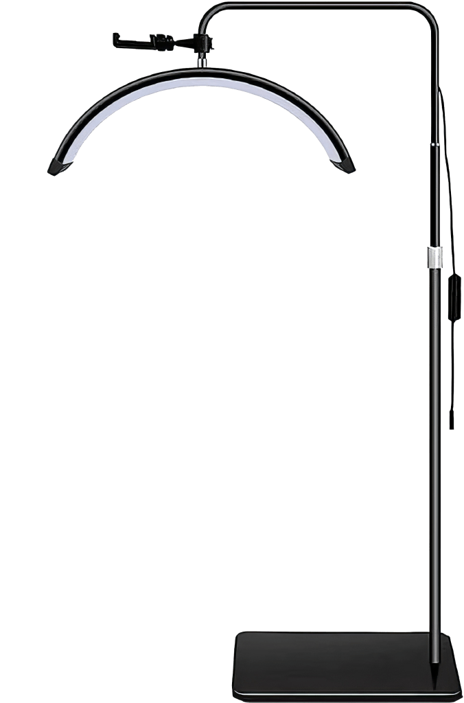 White Crescent - Shaped Makeup and Nail Art Embroidery Floor Lamp with 320 LED Beads, Thickened and Reinforced Bracket - GreenLife -