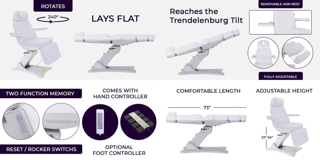 Silverfox Modern Medical Spa Chair 2246BN - GreenLife - Electric Beauty Bed