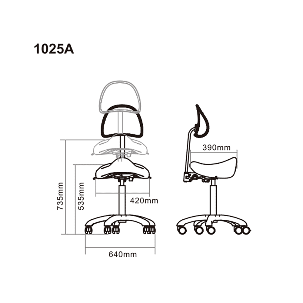 Silverfox Saddle Rolling Stool with Backrest 1025A - GreenLife - Rolling Stool