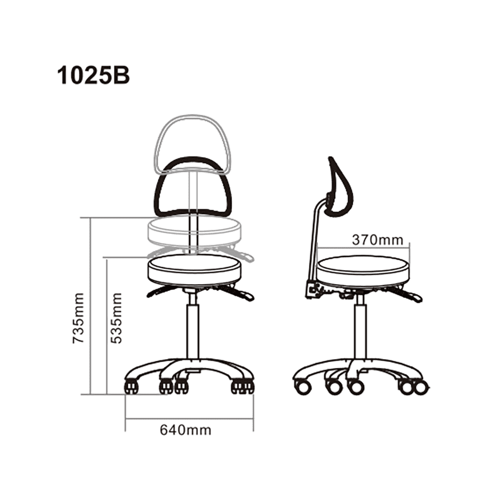 Silverfox Rolling Stool with Backrest 1025B - GreenLife - Rolling Stool