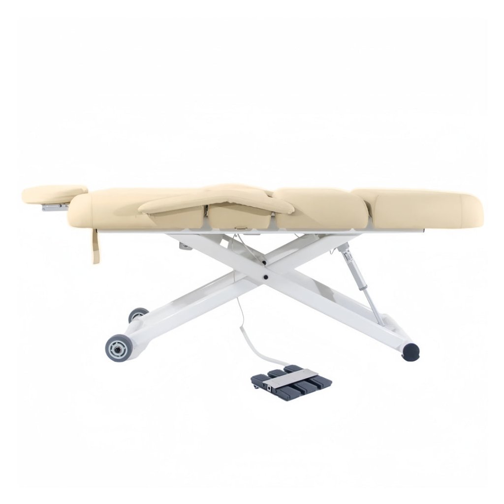 SilverFox 3 motors 4 Section Electric Massage Table 2274B with Hand Controller Cream / Black - GreenLife - Electric Massage Bed