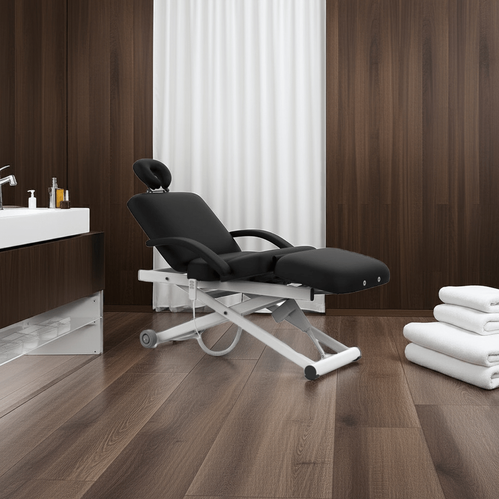 SilverFox 3 motors 4 Section Electric Massage Table 2274B with Hand Controller Cream / Black - GreenLife - Electric Massage Bed