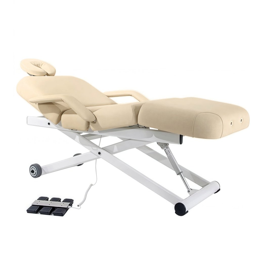 SilverFox 3 motors 4 Section Electric Massage Table 2274B with Hand Controller Cream / Black - GreenLife - Electric Massage Bed