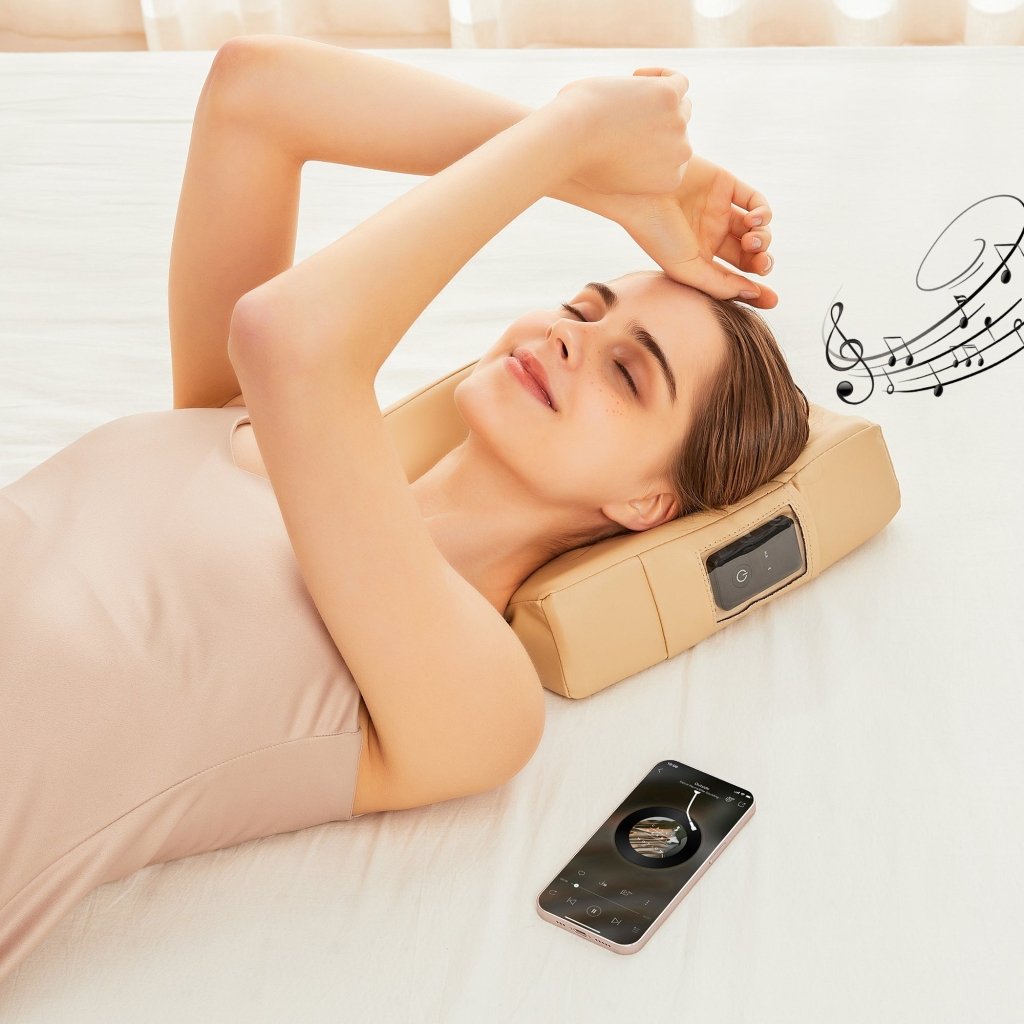 MusicMasterHigh Fidelity Sound Ergonomic Dream Face Cushion - Bluetooth Music Massage Pillow - Cream - GreenLife - Accessories