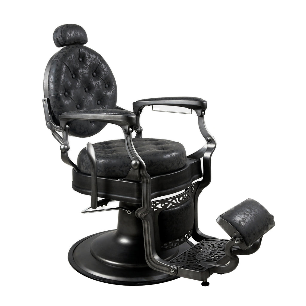 Greenlife Premium Antique Salon Barber Chair (Thickened Seat & Back, matt dark Grey) - BC511