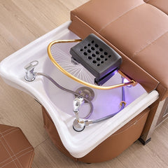 SalonLand Thai Head Spa Shampoo Bed, Width 32" or 27.7" ~ Stainless Steel frame with Ceramic Head Basin- Optional Foot Basin