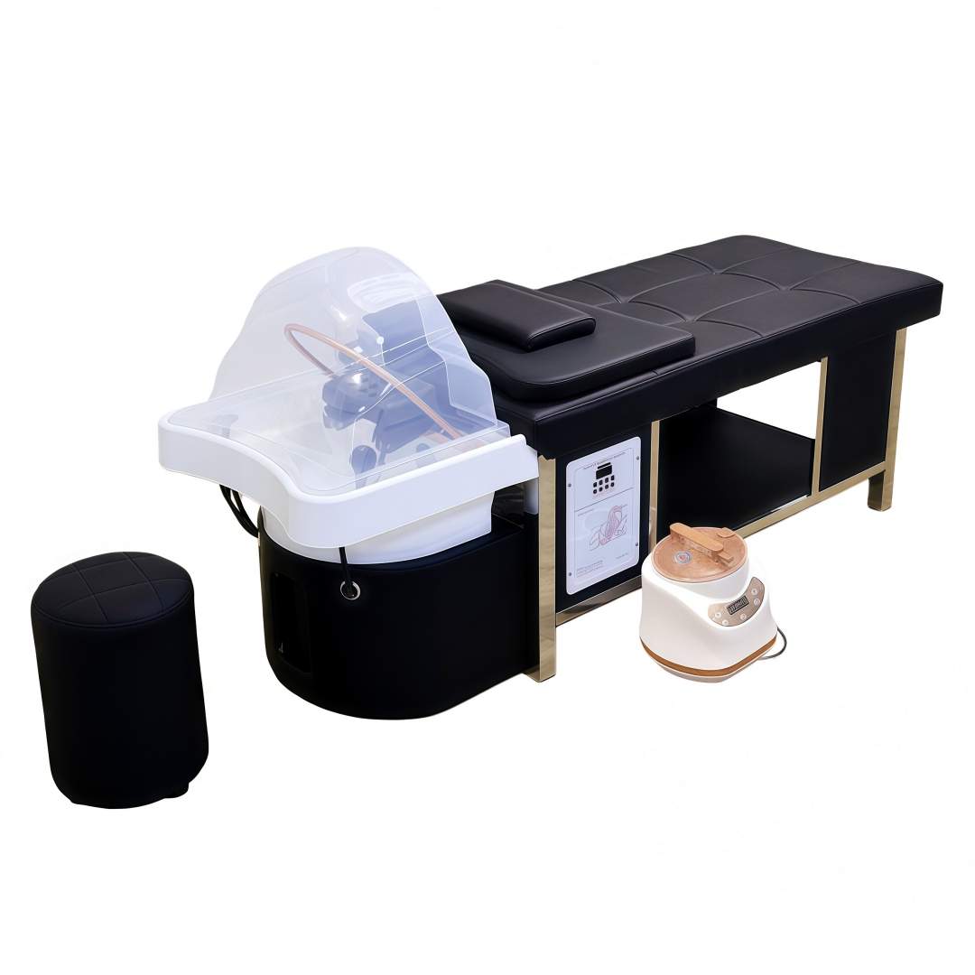 SalonLand Thai Head Spa Shampoo Bed - Stainless Steel frame with Ceramic Head Basin - Optional Foot Basin - GreenLife - Shampoo Unit