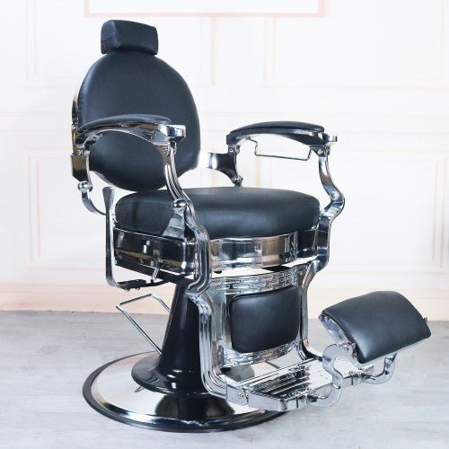 A601 Barber chair with sliver metal frame, flat - style back & seat - GreenLife - Barber chairs