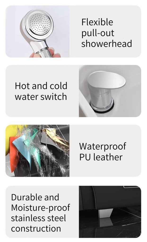 Greenlife Luxury Multifunctional HEAD SPA Thai Salon Hair Station with Stainless Steel constructionShampoo Sink Black - GreenLife - Shampoo Unit