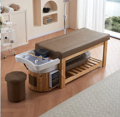 Table de pédicure et de massage multifonctionnelle de luxe avec évier de shampooing à contre-courant