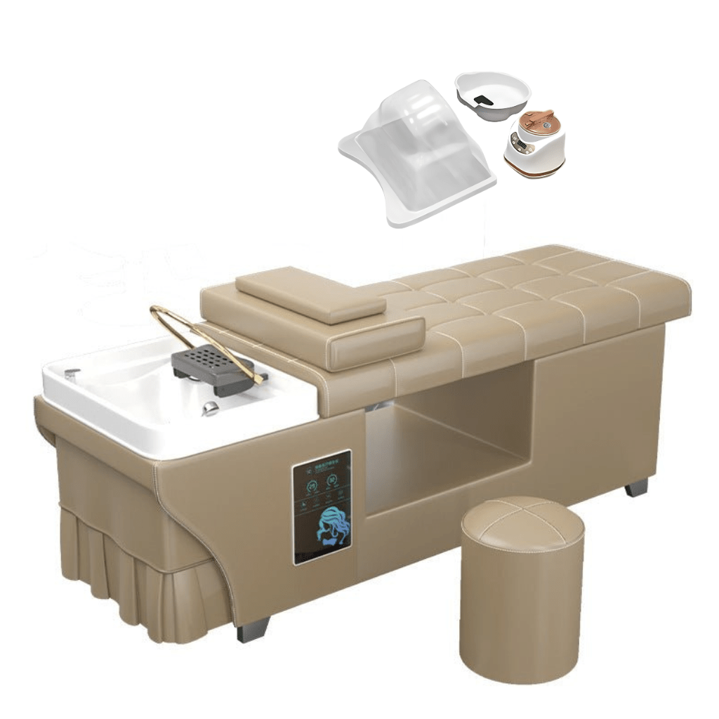 SalonLand Premium Thai Shampoo Bed wood Frame, with Steam Function & Bonus Water Pump - GreenLife - Shampoo Unit